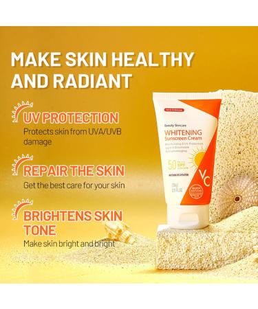 Face Sunscreen SPF 50+ Face Moisturiser Sunscreen - Nicotinamide & Vitamin C to UV Protection Anti- Photoaging - Fresh Waterproof Moisturizing Sun Cream with Aloe Vera - Light Breathable Non-Greasy - Buy Online on GoSupps.com