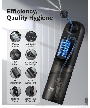 Hommie Electric Ear Wax Removal System Water Powered Ear Cleaning Tool with Irrigation Flusher 4 Tips 4 Pressure Settings for Ear Wax Flushing and Cleaning - Buy Online on GoSupps.com