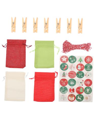 COLLBATH Christmas Drawstring Bag Christmas Advent Calendar Bag 24 Days Countdown Calendar Candy Bags Linen