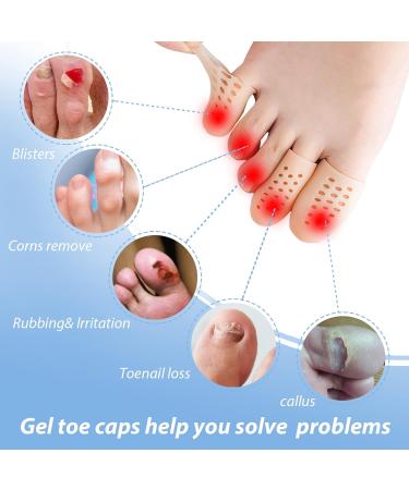 Toe Supporters Silicone Gel Toe Caps - Breathable Beige Toe Protectors for Pain Relief | 14-Pack for Corns & Ingrown Toenails - Perfect for Men & Women - Buy Online on GoSupps.com