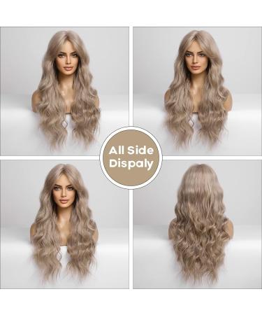 HAIRCUBE Ombre Darkest Brown with Grey Wig 24 Inch - Long Wavy Wig with Bangs for Women - Natural Looking Grey Brown Wig - Buy Online on GoSupps.com