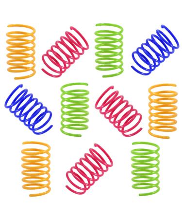 NATUCE 12 pieces cat toy colorful spiral cats toys spring spring plastic spiral feathers interactive toy for cat kitten pets new gift cat interactive toy