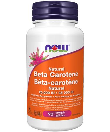 Now Beta Carotene 25 000 IU Natural D.Salina 90gel