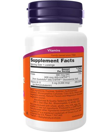 Now Foods Methyl B-12 5000 mcg - 60 Lozenges | Boost Energy & Support Nerve Health - Buy Online on GoSupps.com