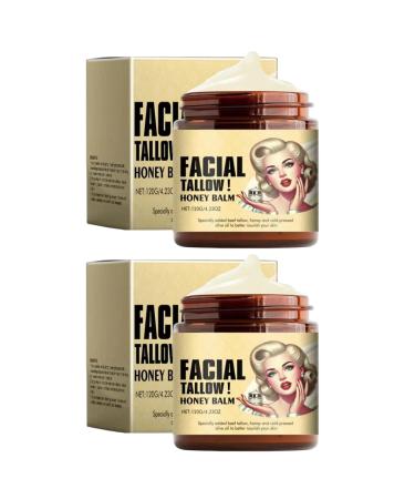 Sgqtqybk 2Pcs Beef Tallow Honey Balm Whipped Tallow Face Cream for Sensitive Skin Multi-Purpose Body Balm Fragrance Free 4.23oz