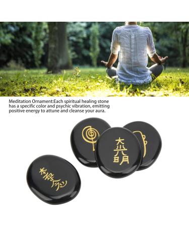 4 Pieces Reiki Symbols Smoother Surfaces Engraved Reiki Stones for Home Decoration Meditation Ornament (Black) Schwarz - Buy Online on GoSupps.com