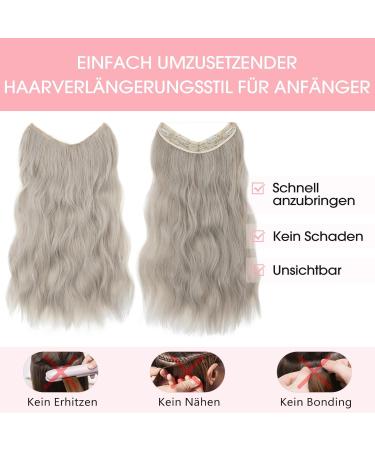 Silk-Co Adjustable Hair Extensions with Rubber Band | Long Corrugated Synthetic Hair with Clips | Blonde & Silver Gray 50cm for Women - Buy Online on GoSupps.com