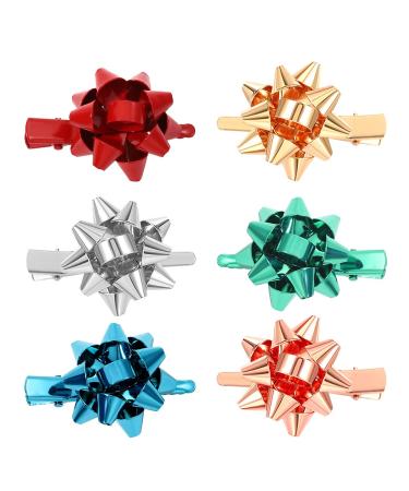 NVENF 6PCS Christmas Hair Clips for Women Xmas Bow Hair Clip Festive Snowflake Hairpins Holiday Hair Accessory Party Gifts (Style A - 6PCS Xmas Bow)