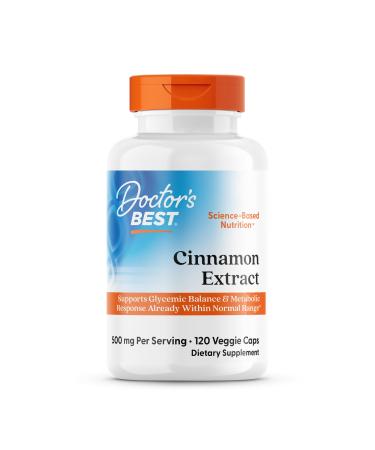 Doctors Best Cinnamon Extract with CinSulin Supports Glycemic Balance & Metabolic Response Already Within Normal Range Non-GMO Gluten Free Soy Free Vegan 120 Veggie Caps