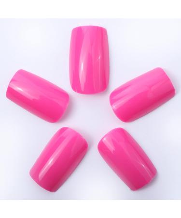 Buy Novo Ovo Neon Pink Holographic Press On Nails - Medium Angular Artificial Fingernails for Easy Application | International Shipping Available - Buy Online on GoSupps.com