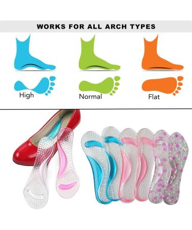 Bellcon Gel High Heel Insoles for Women - 3 Pairs Arch Support Shoe Inserts for Sandals - Pink, Blue, Polka-dot - Buy Online on GoSupps.com
