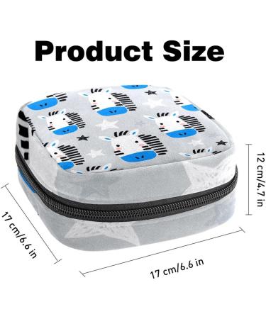 Zipper Menstruation Pad Bag | Cartoon Animal Zebra Face & Star Pattern | Women's Napkin & Tampon Organizer - Color 6 - Buy Online on GoSupps.com