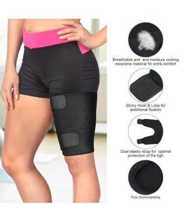 Thigh Brace & Compression Sleeve | Adjustable Neoprene Support for Groin Strains Hamstring Pain Quadriceps Tendinitis - One Size Fits Most - Buy Online on GoSupps.com