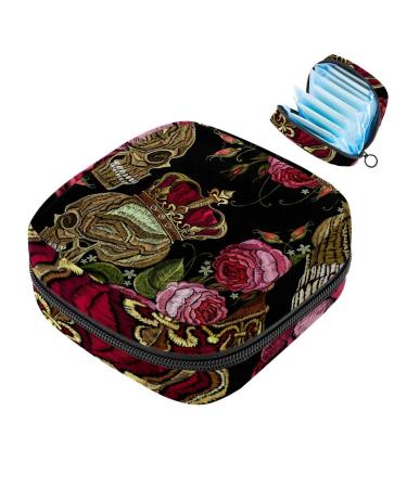 Women's binding-up bags Totkopf Rose Flowers Women Bangs Bag Tampon Storage Bag zip pockets menstruation tie bags multi03