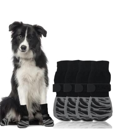 Stripes Waterproof and Anti-Slip Dog Socks for Hardwood Floors Extra Thick Grip Works Prevents Licking Slipping Injuried for Dog Paw Protection(L)