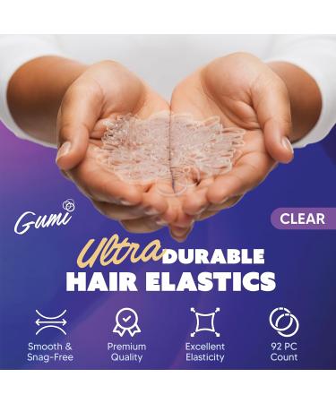Gumi 1 Inch Large Clear Hair Elastics - 92 Pack of Ouchless No Damage Clear Elastic Hair Bands for Women & Girls - Snag Free Rubber Bands for Bun Ponytail - Ultra Durable Hair Ties - Buy Online on GoSupps.com