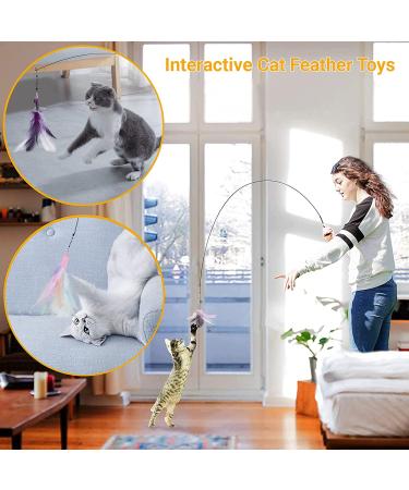Jetczo Cat Wand Toy - Feather Replacements with Bells for Interactive Exercise - 6 Piece Set - Buy Online on GoSupps.com