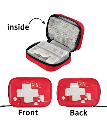 Naanle Red Cross Pill Box - Portable 7 Day Travel Organizer Bag for Vitamins & Supplements - Compact Multi-Colored Design - Buy Online on GoSupps.com