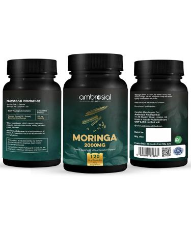 AMBROSIAL Moringa Capsules 2000MG (Pack of 1-120 Veg Capsules) - Buy Online on GoSupps.com