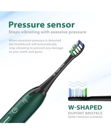 Wagner & Stern Ultrasonic Whitening Toothbrush with Pressure Sensor - 5 Brushing Modes, 4 Intensity Levels, 3D Sliding Control - Premium Travel Case Included (Green) - Buy Online on GoSupps.com