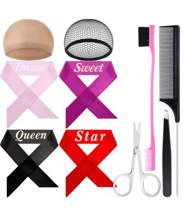 WILLBOND 4 Pieces Edge Laying Scarf Wig Grip Band Non-slip Hair Wrap Set with Edge Brush  Tweezers  Comb  Scissors  Wig Caps for Women Lace Frontal Wigs  Makeup  Sport  Yoga
