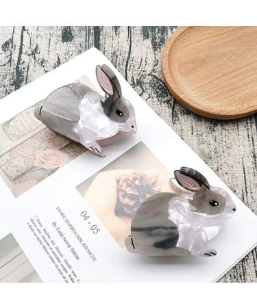 Cute Grey Bunny Hair Clips - Small Cellulose Acetate Hair Accessories for Girls (Pack of 2) - Buy Online on GoSupps.com