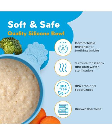 Nana's Manners Stage 1 Suction Bowl Set for Baby | Soft Silicone Base | Weaning Bowls for Infant Kids | Blue - Buy Online on GoSupps.com