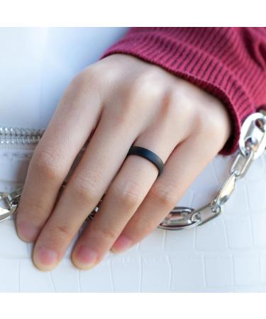 ThunderFit Women's Stackable Thin Braided Silicone Wedding Bands - Black Light Marble - 8.5/9 (18.9mm) - 16/8/4 Packs for Active Lifestyles - Buy Online on GoSupps.com