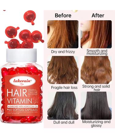 Hair Treatment Serum 60 Moroccan Oil Vitamin Capsules Restores Dry Frizzy Hair Leave-In Conditioner for Hair Repair - Buy Online on GoSupps.com