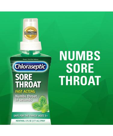 Chloraseptic Sore Throat Spray Menthol 6 fl oz - Pack of 3 (Sugar Free) - Buy Online on GoSupps.com