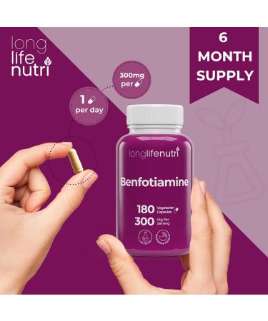 Benfotiamine 300mg 180 Vegetarian Capsules | Fat-Soluble Vitamin B1 Supplement for Circulation & Nervous System - Buy Online on GoSupps.com