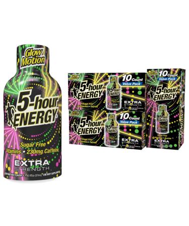 5-hour ENERGY Extra Strength Glow Motion Fruity Rainbow Fusion Flavor Energy Shot 1.93oz 30-Pack