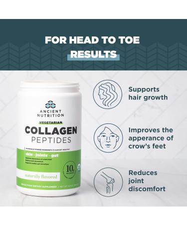 Ancient Nutrition Vegetarian Collagen Peptides, Collagen Peptides Powder, Collagen Powder with Natural Flavor, Prebiotics and Probiotics, Supports Healthy Skin, Hair, Joints, Digestion, 28 Servings - Buy Online on GoSupps.com