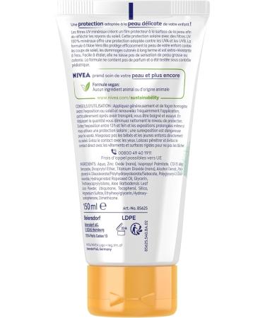 NIVEA SUN Kids Mineral Cream SPF 50+ (1 x 150 ml) 100% Minerals UVA/UVB Filter Sunscreen Ultra Water Resistant Sun Protection and Vegan Formula - Buy Online on GoSupps.com