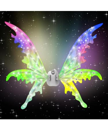 Light Up Fairy Wings | Adjustable Butterfly Colorful Wings with Music | Theme Eye-Catching Dressing for Parade Theatrical Performance Dress Up Masquerade English Color Box Rechargeable Version  - Buy Online on GoSupps.com