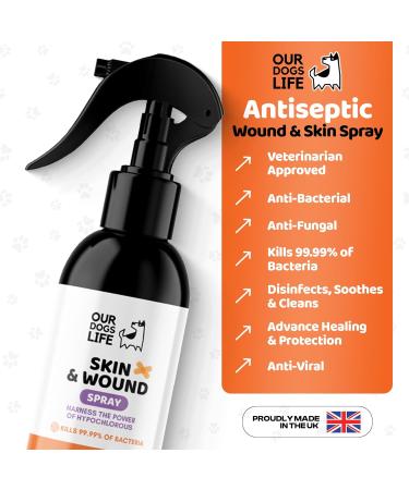 DogsLife Wound & Skin Antiseptic Spray 250ml - Antibacterial & Antifungal Relief for Itchy Dog Skin - Hypochlorous Acid First Aid for Dogs & Puppies - Buy Online on GoSupps.com