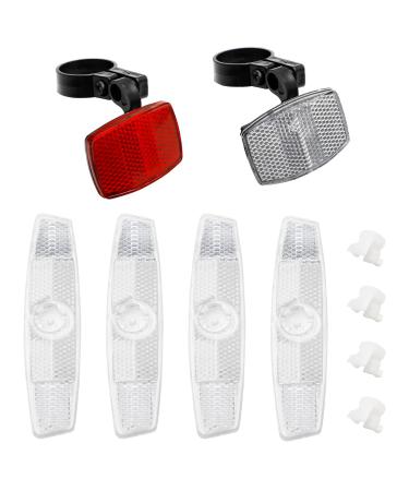 Jobazok 6Pcs Bike Reflectors Bike Front and Rear Reflectors Kit Bicycle Lights for Night Riding Bicycle Wheel Spoke Reflectors Cycling Accessories (Red/White)