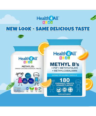Health4All Kids Methyl B's 180 Tablets - Stress & Mood Support for Children - Vegan Sublingual B12, 5-MTHF, B6 - 180 Count - Buy Online on GoSupps.com