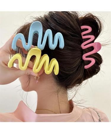 Hair Clips Hair Clip Fashion Hair Claw Large Wave Style Hairpins Hair Clamps Hair Accessories Women Ponytail(Color:Matte pink) - Buy Online on GoSupps.com