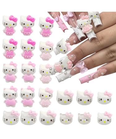 Cute Nail Charms 40 Pcs Cute Cat Nail Charms 3D Kawaii Nail Charms Design for Acrylic Nails Cute Cartoon Flatback Charms Nail Jewelry Nail Art Rhinestones for DIY Craft Phone Case Decoration A-1