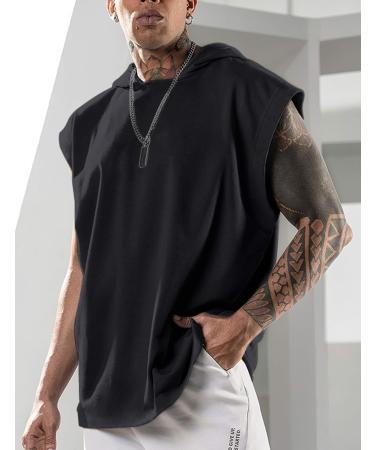 Lomon Men's Sleeveless Hoodie Tank Top - Muscle Workout Shirt Fitness Undershirt Black International Shipping Available - Buy Online on GoSupps.com