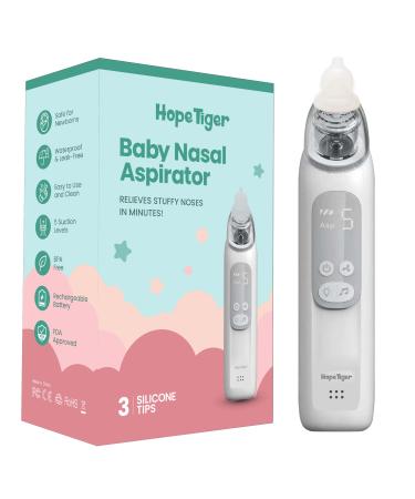 Rechargeable Nasal Aspirator for Babies - Electric Nose & Booger Sucker Baby Nasal Aspirator - Automatic Snot Mucus Cleaner & Booger Remover for Infants and Toddlers - Baby Vac Nose Suction Device Grey