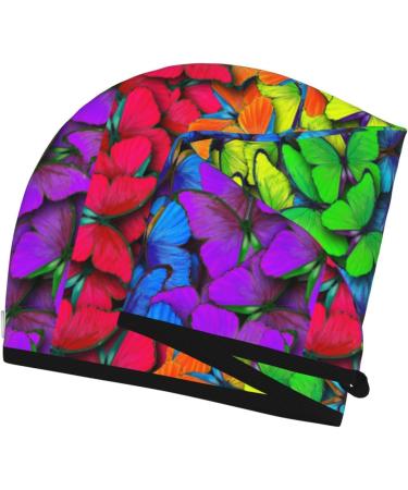 Hair Towel Wrap - Quick-Drying Turban for Effortless Hair Drying | Multicolored Butterflies Design - Buy Online on GoSupps.com