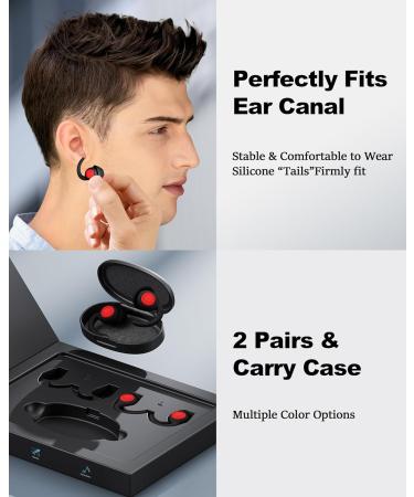 Soft Silicone Ear Plugs for Sleeping - Reusable Noise Reduction Earplugs - 2 Pairs for Travel & Sound Sensitivity - Black - Buy Online on GoSupps.com