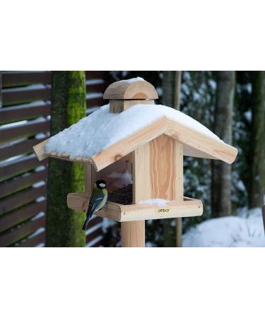 Dobar 21277E Large Bird Feeder Solid Wood Bird House with Shingle Roof Premium Bird Feeding Station for Container Montage 38x38x30 cm - Buy Online on GoSupps.com