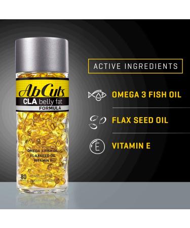 Ab Cuts CLA Belly Fat Formula - 80 Softgels with Omega 3, Flaxseed Oil & Vitamin E - Supports Healthy Body Composition - Antioxidant Boost - 80 Count - Buy Online on GoSupps.com