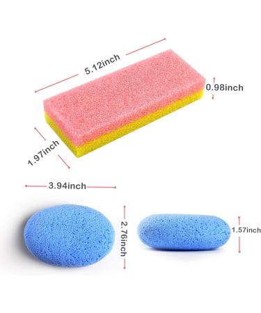 Pedicure Foot Pumice Stone Set for Heavy Callused Feet - 2 Glass Stones & 2 Scrubber Sponges for Dead Skin Removal - Buy Online on GoSupps.com