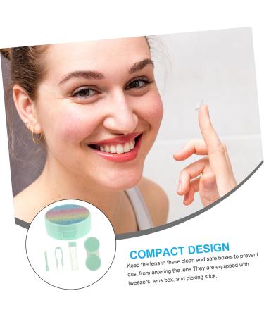 Solustrie Contact Lens Container Set - Eye Care Holder with Mirror Box for Travel - Colored Contact Lenses Storage - 7.5x7.5x2.8cm - Durable Plastic - Buy Online on GoSupps.com