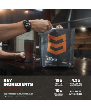 MTN OPS Ammo Meal Replacement Shake Powder 19g Protein 10g Flaxseed 4.5g Whole Foods Real Fruits & Vegetables Daily Nutrition & On-the-Go Fuel 30 Servings Peanut Butter Chocolate - Buy Online on GoSupps.com