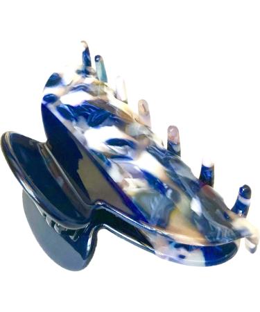 YOU BEAUTIFUL 2 Pack Exquisite Hair Claw Clips - Strong Hold Celluloid Acetate Jaw Clamps for Women - Blue Leopard Print - Includes Protective Jewelry Bag - Buy Online on GoSupps.com